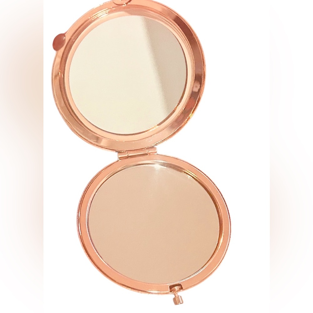 Rhinestones Makeup Mirror for Rose Gold Tone Metal Glass New - Picture 4 of 6